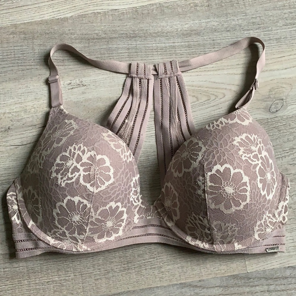 PINK Victoria’s Secret Lace Beige Racerback Bra
